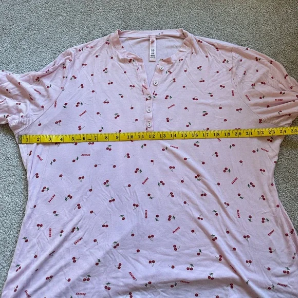4X Skims Cherry Blossom Henley Style Button PJ Top Pink Cherry Print - Picture 5 of 7